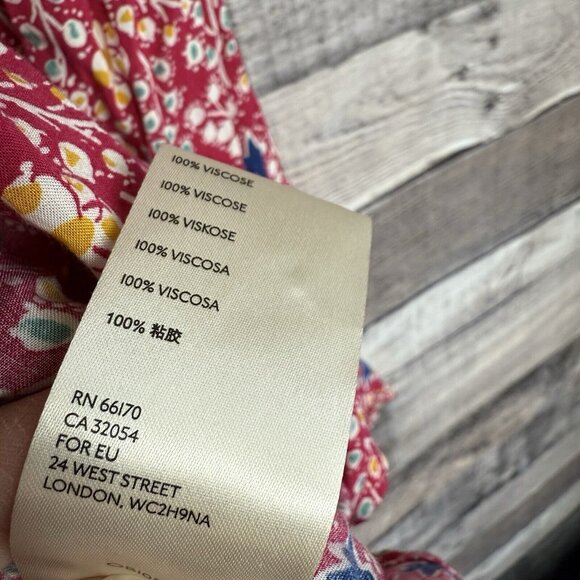 Anthropologie Maeve Red Blouse V-neck Boho Button-Up Red Floral Top 4 Feminine - Picture 8 of 10